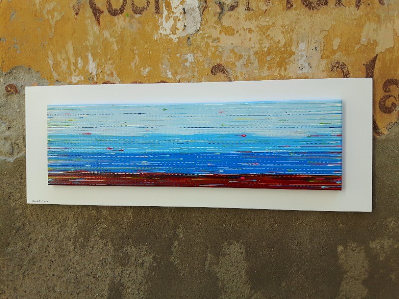 Coloured lines 26 2018 30×84 Acryl-Lack LW, SOLD